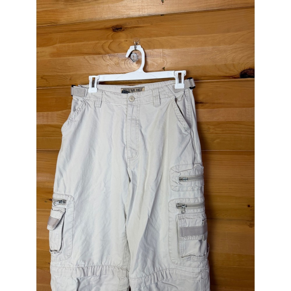 Vtg Industrial Rags Hardwear Cargo Zip Off Pants Men's Sz 29 Off White 90s - Picture 3 of 7